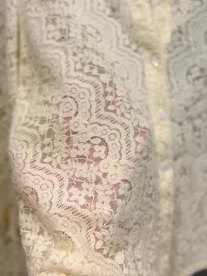 Cream Lace Cardigan Cottagecore Boho‎ Fairycore Romantic Sheer Floral Lace Top thumbnail 4