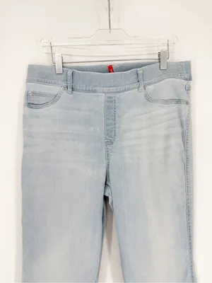 Spanx Pull On Light Wash High-Rise Flare Jeans Women's XL Light Blue Boho thumbnail 4