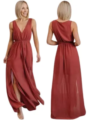 Baltic Born Hera Chiffon Maxi Dress Women XS Berry Formal Bridesmaid Wedding NWT thumbnail 2