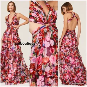 Mac Duggal 68076 Ruffle Floral Cut Out Dress thumbnail 2