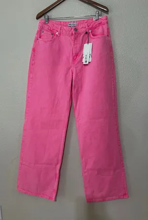 Zara the boogie pant super wide leg mid-rise full length Jeans PINK NEW 40 US8 thumbnail 1