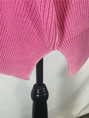Aerie Love This Moment Pink Ribbed Sweater Shaker Stitch Side Slit Small thumbnail 3