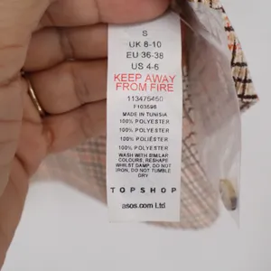 Topshop Womens Brown Orange Grid Check Plisse Button Up Shirt Size US 4-6 thumbnail 3