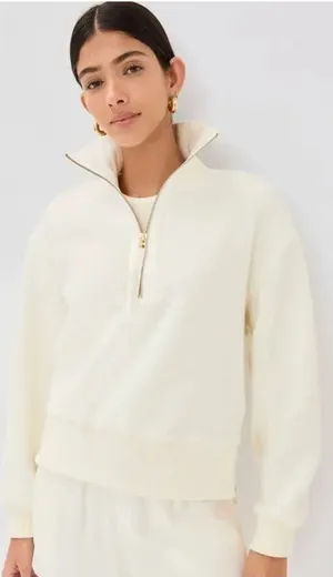 Varley Roselle Half-Zip Sweatshirt in White thumbnail 1