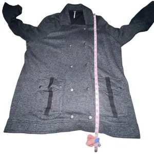 Free People Jacket Womens Size XS Dark‎ Gray Slouchy Pea Coat Anorak Linen Blend thumbnail 8