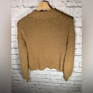 J. Crew Cotton Blend Cable Knit Sweater‎ Mock Neck in Beige / Tan size Small thumbnail 4