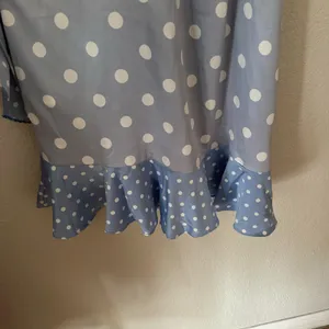 Lulus Love Dottie Polka Dot Satin Wrap Dress Blue Size Small NWT thumbnail 7