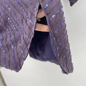 Vintage Adrianna Papell Studio Beaded Embellished Purple Silk Long Sleeve Top M‎ thumbnail 4