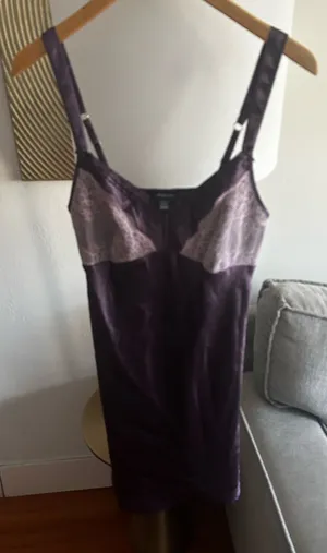 Vtg 90s Y2K Jones New York Purple Satin Lingerie Slip Mini Dress M Whimsigoth thumbnail 1