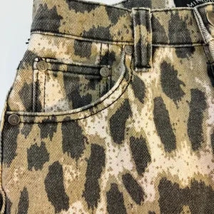 MinkPink Animal Instincts Leopard Print Shorts Wms XS Buttonfly Denim Distress thumbnail 3