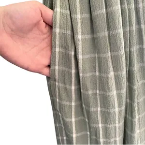 Maurices Sage Green Sundress Windowpane Check Plaid‎ Smocked Waist Size Small thumbnail 4
