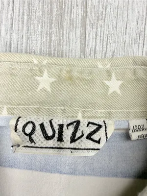 Vintage quizz cotton sleeveless denim flag patriotic button front shirt large thumbnail 3