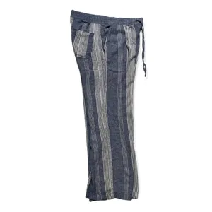 Old Navy White Blue Linen Blend loose striped pants Maritime Coastal Size: M thumbnail 2