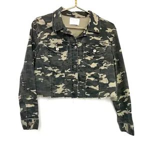 Tinsel‎ Town Crop Jean Shacket Shirt Jacket S Camo Green thumbnail 1
