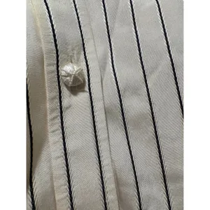 Lauren Ralph Lauren Women 4 Silk Pinstripe Button Down Shirt Fluted Cuff Cream thumbnail 5