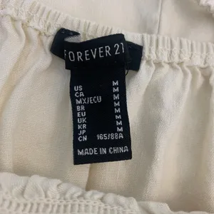 Forever 21 Women's M Cream Linen Blend Smocked Puff Sleeve Open Back‎ Midi Dress thumbnail 6