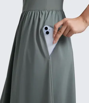 CRZ YOGA Square Neck Maxi Dress for Women - Flowy Sleeveless Padded Travel Casual Outfits with Side Pockets thumbnail 6