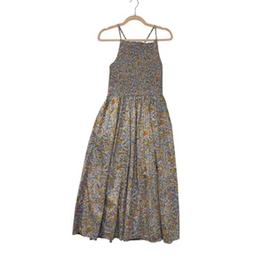 J.Crew Liberty Meadow Song Floral Smocked Cotton Poplin Midi Dress Blue Medium thumbnail 2