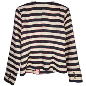 Cabi 5094 Cruise Striped Blazer Jacket 6‎ Navy Cream Red Gold Buttons thumbnail 3