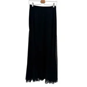 Tadashi Shoji Vintage 90s Sheer Mesh Overlay Formal Maxi Skirt Black Size Medium thumbnail 4