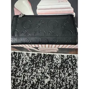 GUESS Black Embossed Logo Foldover Wallet with Silver Lettering thumbnail 2