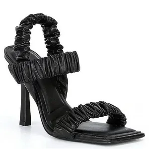 Gianni Bini Vanya Scrunched Square Toe Black Leather Dress Sandal Heels Size‎ 6 thumbnail 1