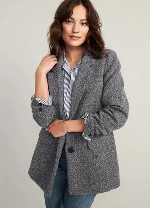 NWT Soft brushed oversized blazer in gray black size XL thumbnail 1