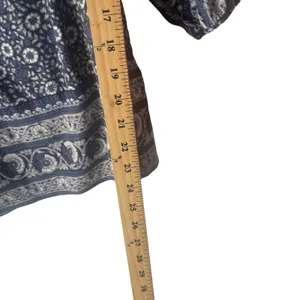 Lucky Brand Women's Size‎ Medium Blue Boho Floral Soft Modal 3/4 Sleeve Blouse thumbnail 8