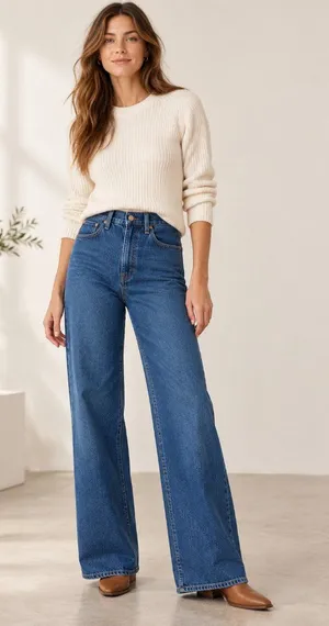 J.Crew High Rise '90s Wide-Leg Jeans Women's 28 Blue Denim Cotton Lyocell thumbnail 1