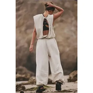 NEW Free People Movement Oatmeal Heather Throw and Go Onesie Jumpsuit XS thumbnail 4