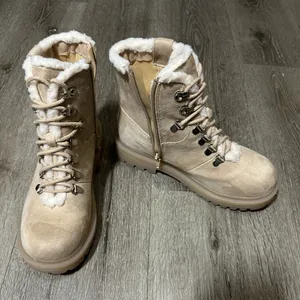 Soda Beige Lace-Up Winter Boots thumbnail 1