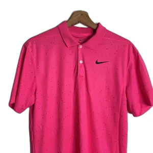 Nike dri fit ladies bright‎ pink with speckles athletic polo shirt size small thumbnail 2