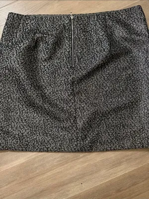 LOFT Black Mini Skirt with Silver Micro-Print thumbnail 3
