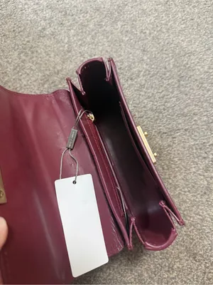 Burgundy Charles & Keith Croc-Effect Boxy Chain Strap Bag thumbnail 6