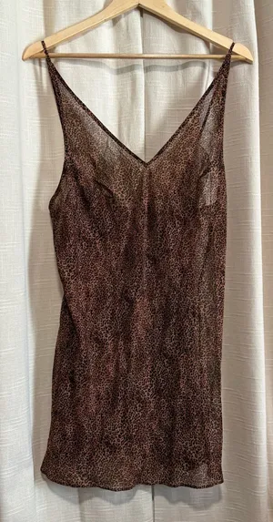 Victoria's Secret 90s Brown Leopard Print Slip thumbnail 1