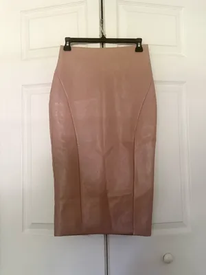 Superdown Jezabel Faux Leather Midi Skirt Nude Tan Pencil Skirt Size Small thumbnail 5