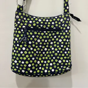 Vera Bradley crossbody‎ Purse shoulder bag, Lucky Dots, navy, green, white polka thumbnail 3