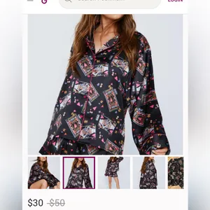 Nasty Gal Black Shirt with Colorful Queen of Hearts Accents PJ Shirt - Size 8 thumbnail 9