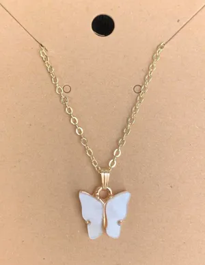 White Butterfly Necklace 14k Gold thumbnail 1