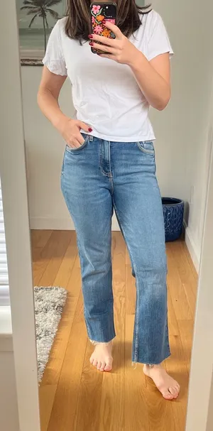 ZARA Flare Cropped Jeans High-Rise thumbnail 1
