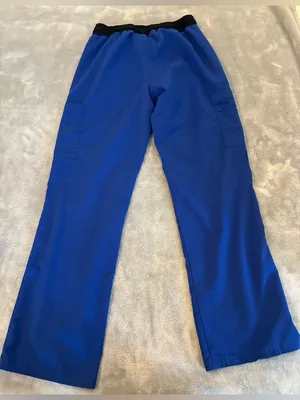 Scrubstar Brand Women’s Blue Cargo Jogger Scrub Pants/Black Waistband Size Small thumbnail 5