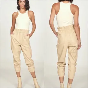 Vintage Havana Faux Leather Joggers Trousers Paperbag Pants‎ Women’s Size Large thumbnail 2