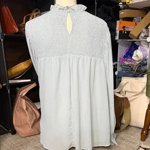 Entro Light Blue Smocked Blouse thumbnail 4