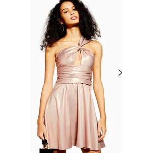 NWT TOPSHOP One Shoulder Cocktail Metallic Foil Mini Dress Gold Pink Size 2 thumbnail 9
