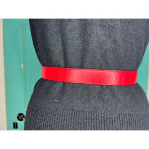 cinch Belt red goldtone vintage 1980s genuine leather thumbnail 6