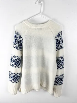 J. CREW Nordic Fair Isle Wool Blend Snowflake Sweater Size Large Boho Preppy thumbnail 2