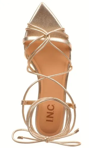 NEW INC International Concepts Ankle Wrap Sandals Gold Size 8 thumbnail 1