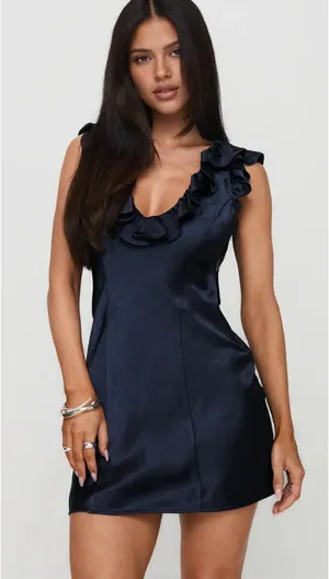 Princess Polly navy satin mini dress thumbnail 1