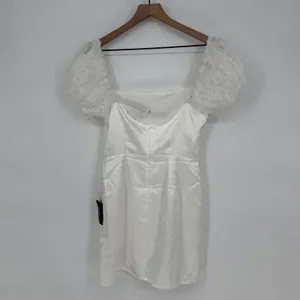 Lulus Precious Enchantment White Satin Floral Puff Sleeve Mini Dress‎ Size S thumbnail 12