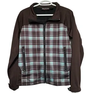 Marino Bay Natural Women's‎ Brown Teal Plaid Lightweight Jacket Size L thumbnail 1